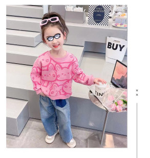 Girls' Spring & Fall Long-Sleeved Sweatshirts, Bottoming Shirts, Kidsren's Clothing, Cartoon Style Kidsren's T-Shirts, Autumn Clothing, Popular Tops, Trbottomy Cross-Border