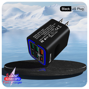 6-портовый PD20W3USB 3PD50W зарядное устройство для мобильного телефона QC3.0 Европейские, американские и корейские правила трансграничной оптовой