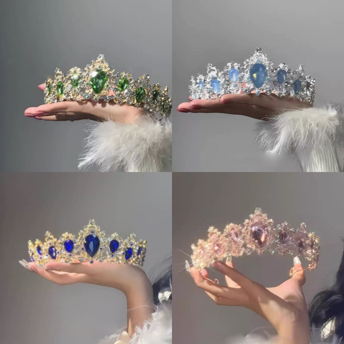 "Baroque Dream" Princess Birthday Crown, Ladylike Style Sparkling Rhinestone Crown Headband, Dress Hair Accessory, Headwear