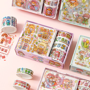 Cute tape sticker gift box set ins hand account fresh material cartoon sticker set children's film sticker