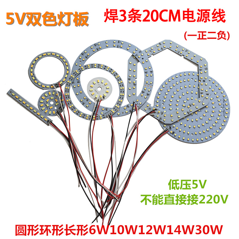 3V-5V Two-Color Lamp Piece Long Round Ring Light Source Led5730 Patch Lamp Panel 3W6W10W12W14W30W