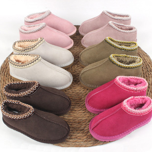 Cross-border Cowhide Ethnic Style Children's Dwarf Snow Boots Winter New Thickened Slip-on Warm Cotton Shoes for Boys and Girls