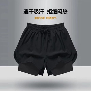 Spring and Summer Men's Fake Two-piece Shorts Casual Pants Loose Micro-elastic Thin Youth Popular Sports Men's Sports Swimming Trunks