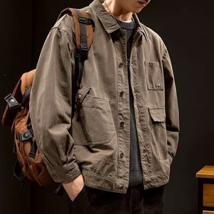 High-end Retro Casual Denim Jacket Men's Spring and Autumn New Fashion Brand Loose Top American-style Work Jacket