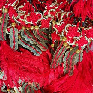 Chinese knot pure copper five Emperor money pendant decoration real copper car interior car pendant peach wood gourd stall