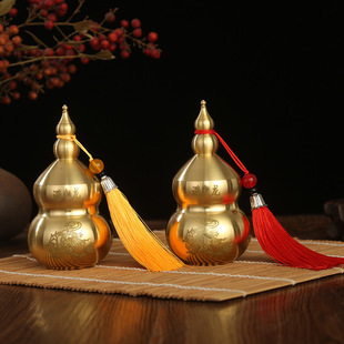 Brass Five Emperors Coin Fire-protecting Dragon Gourd Bottle Kitchen in Northwestern Corner Tianmen Dry Fire-proof Dragon Hollow Opening Ornament