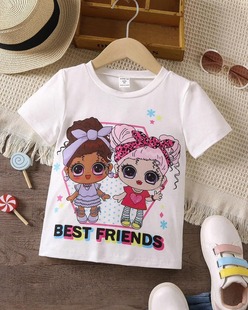 AliExpress cross-border foreign trade hot summer new cartoon printed pattern boys and girls short-sleeved shirt casual top