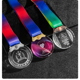 Хрустальная медаль высокого класса Металлические игры игры детский футбол баскетбольный марафон металлические призы производители оптом