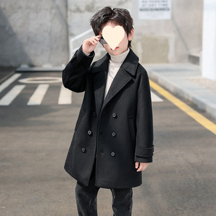 cotton and thickening 2024 New Children's Wear Western Style Children's Woolen Coat Thickened Baby's Winter Coat