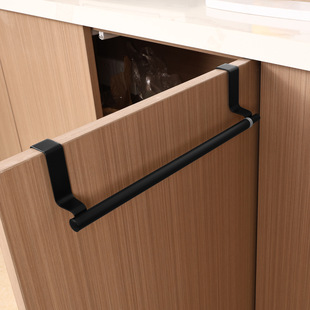 Kitchen Towel Rack Door Back Rag Hanging Rod Stainless Steel Single Rod Towel Rack Free Telescopic Adjusting Rod Cabinet