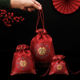 New Wedding Candy Bag Candy Bag Wedding Accompanying Gift Special Large Capacity Packaging Bag Cloth Bag Portable Candy Box
