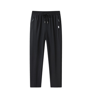 Ice Silk Pants Men's Summer Thin plus size Casual Pants Men's Elastic Loose Straight All-match Quick-drying Sports Pants