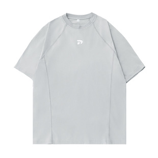 Cool Quick-drying Arc Line Split Short-sleeved T-shirt Men's Summer Printed Outdoor Sports Loose Half-sleeved T-shirt