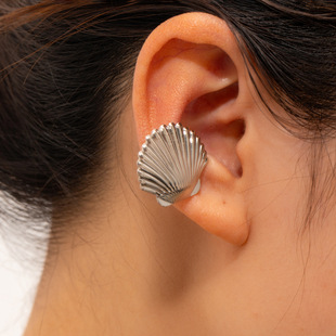 European and American Cross-border Fashion Alloy Earrings Light Luxury High-end Starfish Scallop Flower Moon Sun Ear Clip Ear Bone Clip