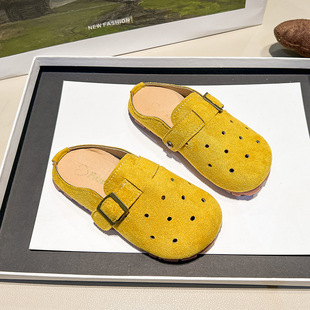 Children's Toe-covered Half Slippers New Style Hole Shoes Vintage Birkenness All-match Slip-on Sandals for Women Summer Outer Wear