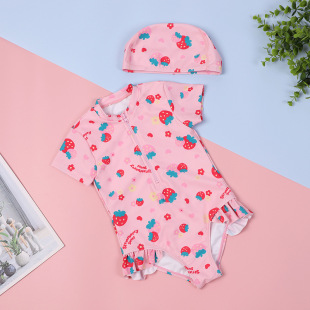 2024 New Strawberry girls' one-piece swimsuit baby swimsuit
