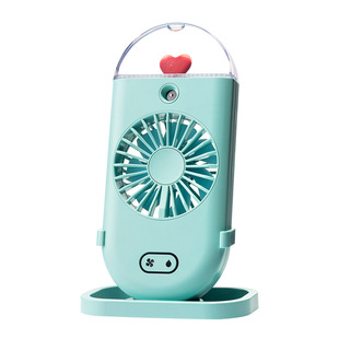 Automatic spray small fan humidification water office desktop silent usb charging portable mini cartoon fan
