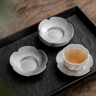 Traditional kung fu tea set vintage tin cup holder tea tray tea ceremony accessories Cup Cup Saucer cup holder cup mat