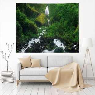 Amazon popular landscape tapestry online celebrity ins background cloth decoration live hanging painting hanging cloth linen one-piece delivery