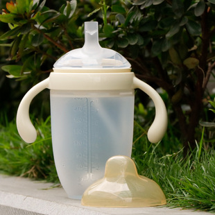 Learn to drink cup to drink silicone duckbill baby milk cup leak-proof anti-choking flat suction mouth pinch cup 6 months