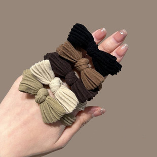 Bow Elegant Hair Band Women's Hair Rope Rubber Band High Elastic Durable Head Rope Internet Celebrity Explosive Leather Jacket Headwear