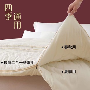 Soybean Fiber Quilt Two-in-One Zipper Quilt Winter Quilt Thickened Warm Spring and Autumn Quilt Core