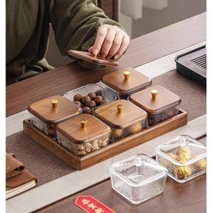 High-grade Walnut Fruit Plate Living Room Coffee Table Home Light Luxury Tea Snacks Candy Fruit Dried Fruit Plate Snack Nut Box