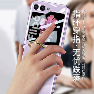 Применимо для Samsung Z Flip 6 чехол для мобильного телефона креативный один кронштейн кольца ZFlip6 гальванопокрытие складной экран защитный чехол