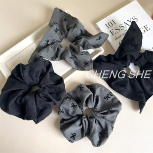 2024 new wave point bow hair rope large intestine hair ring head rope ball head rubber band temperament head flower high-end feeling