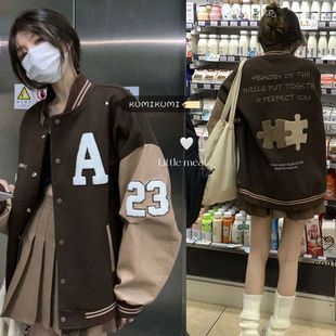American Style Street Baseball Suit Coat Women's Autumn and Winter cotton and thickening New Ins All-match Loose Harajuku Style Student