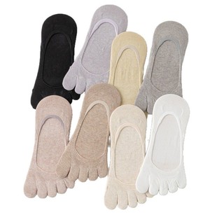 7A Antibacterial Five Finger Socks Summer Thin Invisible Deodorant Toe Socks Silicone Non-slip Breathable Sweat Absorbing Shallow Mouth Cotton Boat Socks