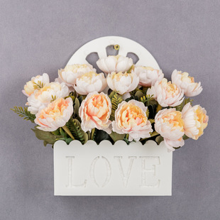 Wall Hanging Artificial Flowers Wall Hanging Decorative Wall Hanging Artificial Flowers Plastic Flower Basket Rose Immortal Indoor Living Room Wall Flowers