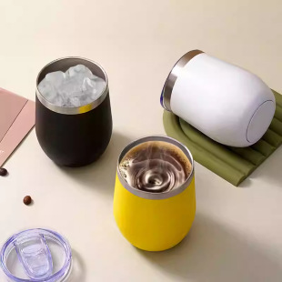 [Free Proofing] Eggshell Cup Double-Layer Stainless Steel Red Wine Cup Thermal Insulation Vacuum U-Shaped Big Belly Egg Cup 12oz