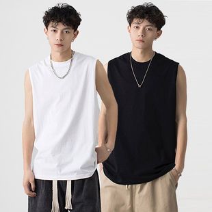 American Heavy Vest Men's Summer Ins Waistcoat Sleeveless T-shirt Casual Loose White Base Fitness Undershirt