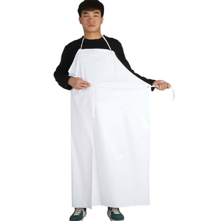 White PVC apron waterproof and oil-proof increased waist aquatic canteen industrial hanging neck adult apron wholesale