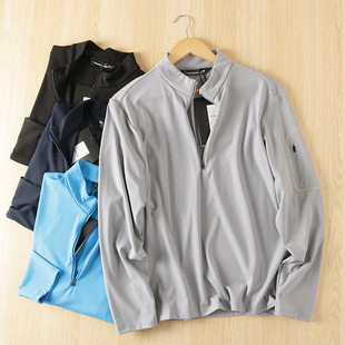 Cabinet 890! TRAINING sports series! Pressure plastic pocket men's outdoor stand collar l half zipper long sleeve T-shirt