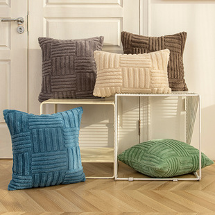 Cross-border Amazon pillowcase woven plush pillow office sofa pillow bedside cushion double-sided comfortable cotton velvet