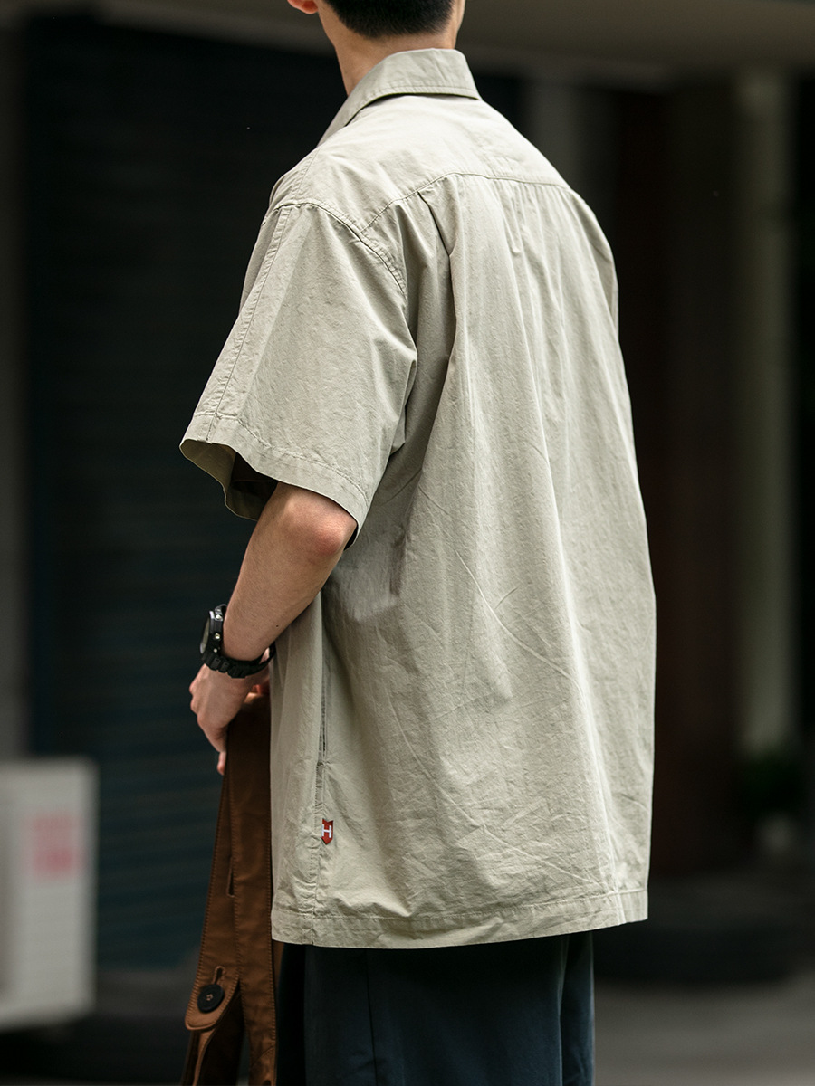여름 일본 복고풍 작업복 풀오버 반팔 셔츠 남성과 여성 트렌디 브랜드 야외 트렌디 루즈 캐주얼 셔츠 재킷