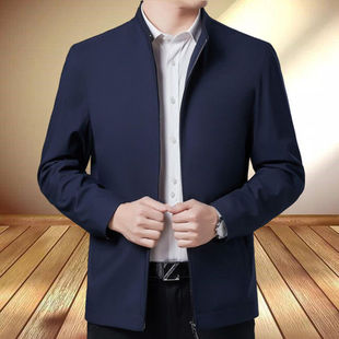 Spring and Autumn Middle-aged Men's Thin Jacket Coat Men's Clothes Dad's Baseball Collar Middle-aged and Elderly Men's Coat