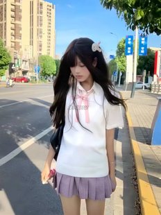 Japanese Sweet Jk Uniform with Stacked Pullover Vest Knitted Shirt Vest College Style School for Basic Women