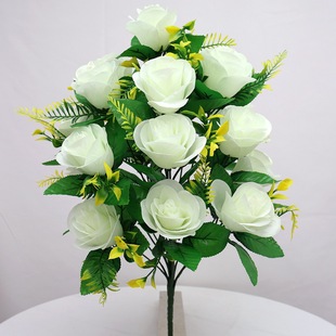 Home decoration simulation rose fake bouquet tea table ornaments artificial flower silk flower bottle flower arrangement Yiwu Jipan flower factory