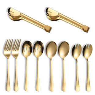 1010 Serving Spoon Stainless Steel Tableware Public Spoon Leakage Hotel Buffet Western Food Large Set Long Handle Thickeneded
