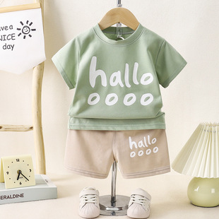 Children's Summer Short-sleeved suit Summer Boys and Girls Small and Medium-sized Children's Pants Shorts Two-piece Home Clothes