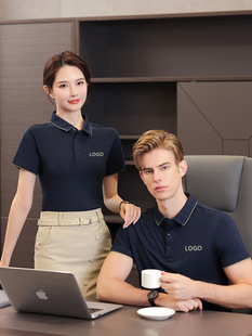 Summer work clothes short sleeve men's lapel polo shirt T-shirt workwear waiter pocket work clothes workshop factory clothes printing
