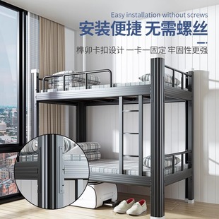 Upper and lower bunk iron frame bed bunk bed school dormitory high and low bed staff dormitory thickened iron bed apartment bed manufacturer