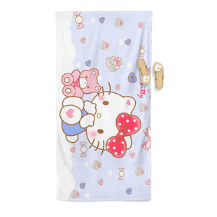 Sanrio пляжное полотенце мультфильм Kitty кошачий принт полотенце полотенце полотенце для ванны толстая ультратонкая клетчатка пляжное полотенце