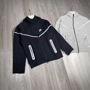 Cross Border NK Jacket Tech Fleece Men's New Striped Colorblock Reflective Strip Casual Hooded Jacket Coat