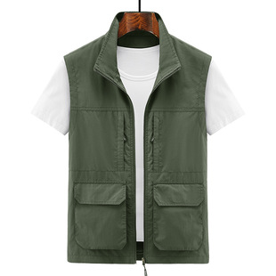 Spring and Autumn new vest men's outdoor waistcoat casual thin multi-pocket middle-aged and elderly photography fishing vest vest vest