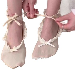 Bow Ballet Style Strap Women Boat Socks Lace Japanese Socks Women Mary Jane All-match Ballet Shoes with Socks
