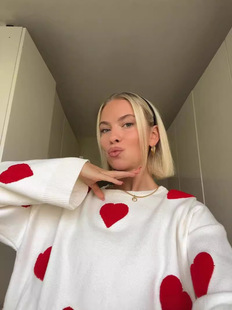 European and American Cross-border New Long-sleeved Loose Casual All-match Autumn and Winter Turtleneck Sweater Love Embroidered Crewneck Top